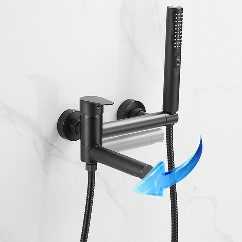 Modern Bathtub Edge Piece Single-Lever Wall-Mounted Bathtub Faucet with Hand Shower