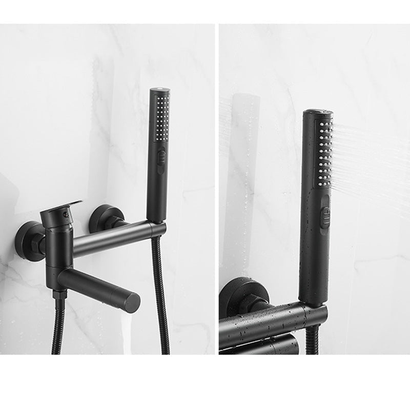 Modern Bathtub Edge Piece Single-Lever Wall-Mounted Bathtub Faucet with Hand Shower