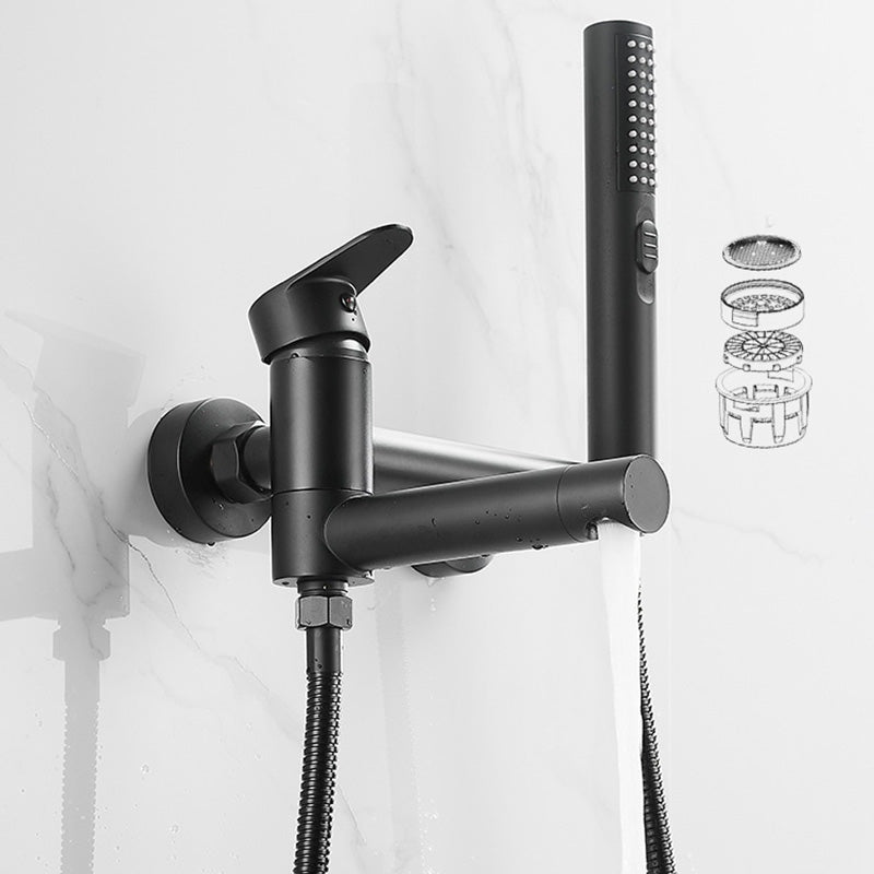 Modern Bathtub Edge Piece Single-Lever Wall-Mounted Bathtub Faucet with Hand Shower