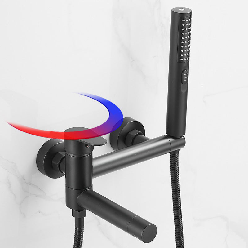 Modern Bathtub Edge Piece Single-Lever Wall-Mounted Bathtub Faucet with Hand Shower