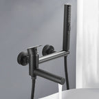 Modern Bathtub Edge Piece Single-Lever Wall-Mounted Bathtub Faucet with Hand Shower