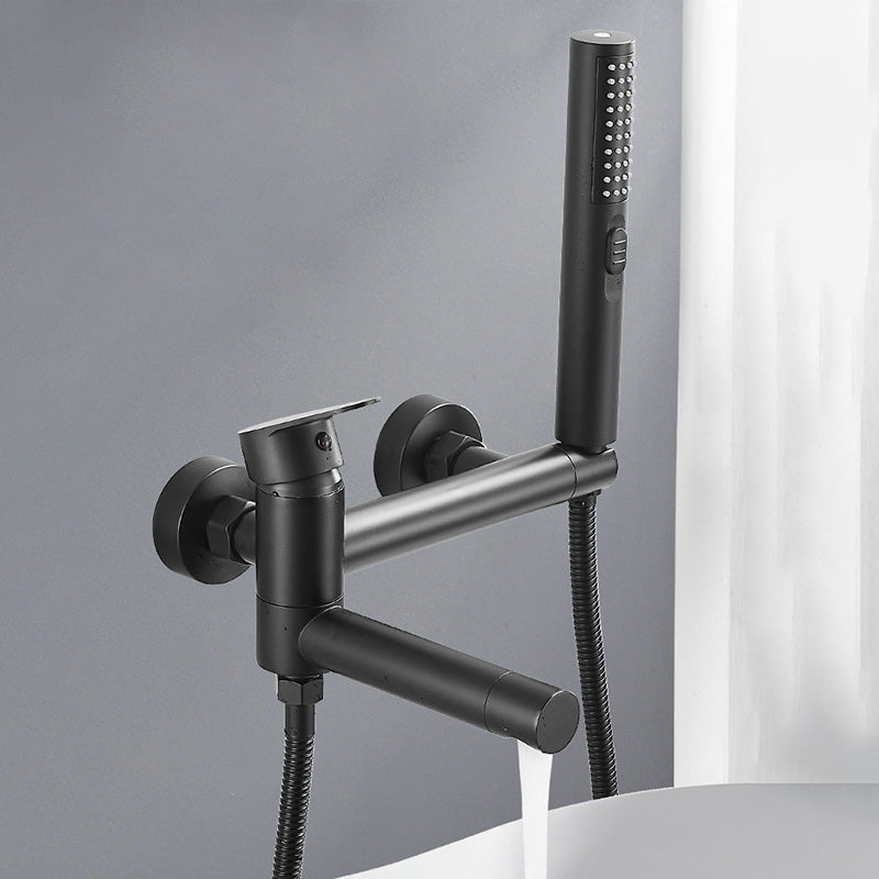 Modern Bathtub Edge Piece Single-Lever Wall-Mounted Bathtub Faucet with Hand Shower