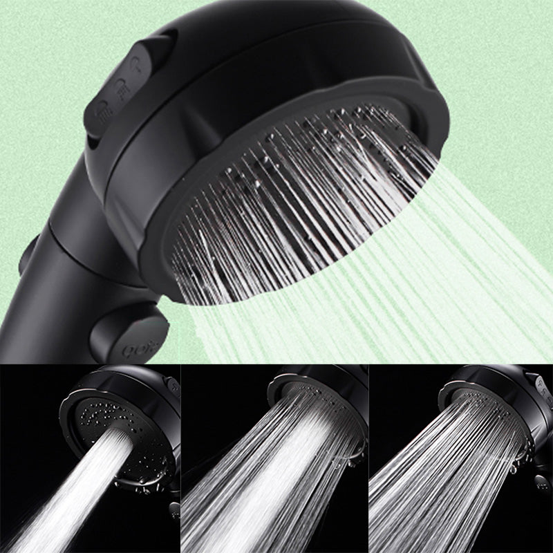 Contemporary Shower Head Round Handheld Shower Head Combination in Black