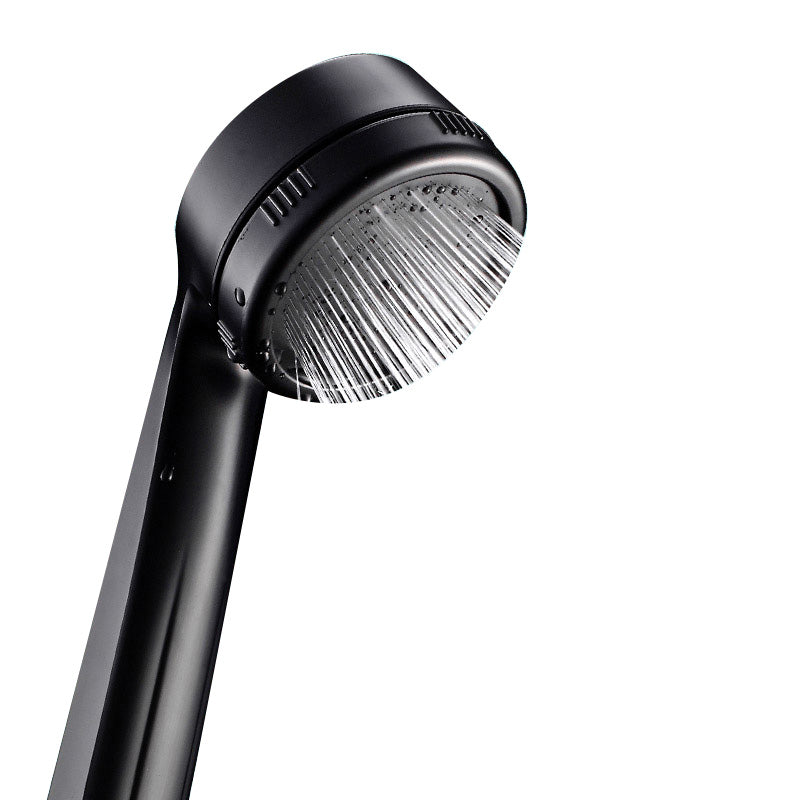 Contemporary Shower Head Round Handheld Shower Head Combination in Black