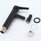 Modern Sink Faucet Copper Lever Handle Low Arc Pull Out Sink Faucet