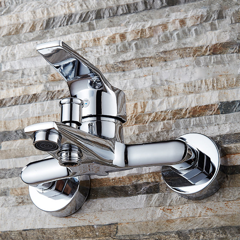 Modern Silver Bathtub Spout Single-Hole and Two-Hole Installation Faucet