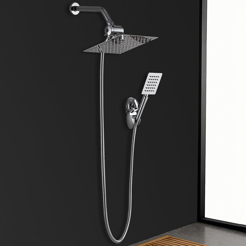 Silver Square Double Shower Head Modern Water Filtration Wall-Mounted Shower Head