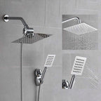 Silver Square Double Shower Head Modern Water Filtration Wall-Mounted Shower Head