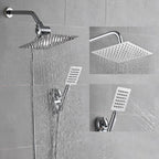 Silver Square Double Shower Head Modern Water Filtration Wall-Mounted Shower Head