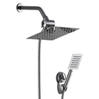 Silver Square Double Shower Head Modern Water Filtration Wall Mounted Shower Head