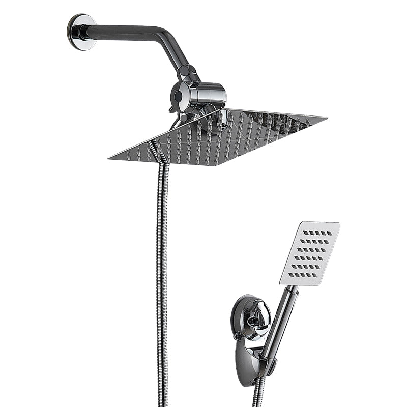 Silver Square Double Shower Head Modern Water Filtration Wall Mounted Shower Head