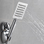 Silver Square Double Shower Head Modern Water Filtration Wall-Mounted Shower Head