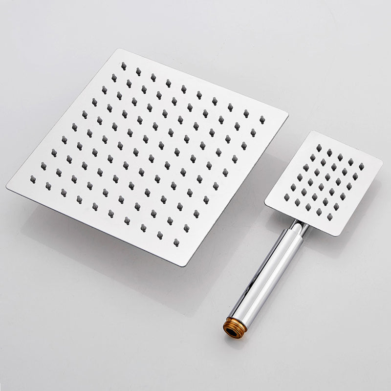 Silver Square Double Shower Head Modern Water Filtration Wall-Mounted Shower Head