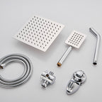 Silver Square Double Shower Head Modern Water Filtration Wall-Mounted Shower Head