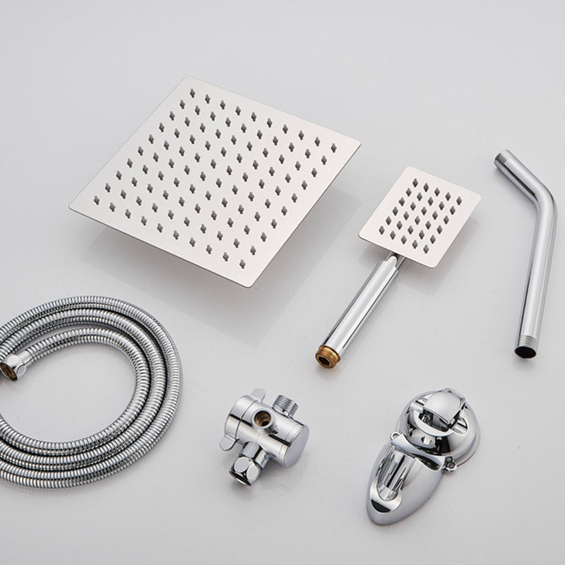 Silver Square Double Shower Head Modern Water Filtration Wall Mounted Shower Head