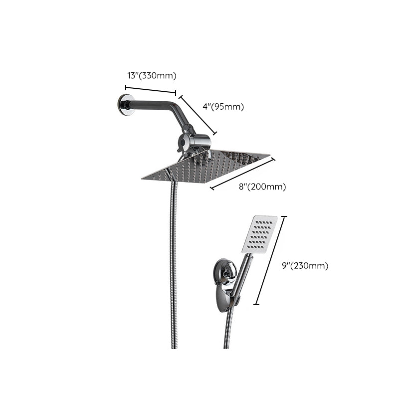 Silver Square Double Shower Head Modern Water Filtration Wall-Mounted Shower Head