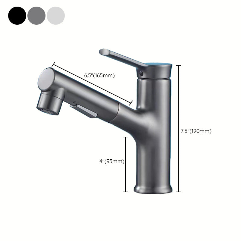 Modern bathroom sink faucet with brass lever handles and swivel spout