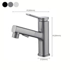 Modern bathroom sink faucet with brass lever handles and swivel spout