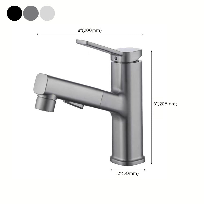 Modern bathroom sink faucet with brass lever handles and swivel spout