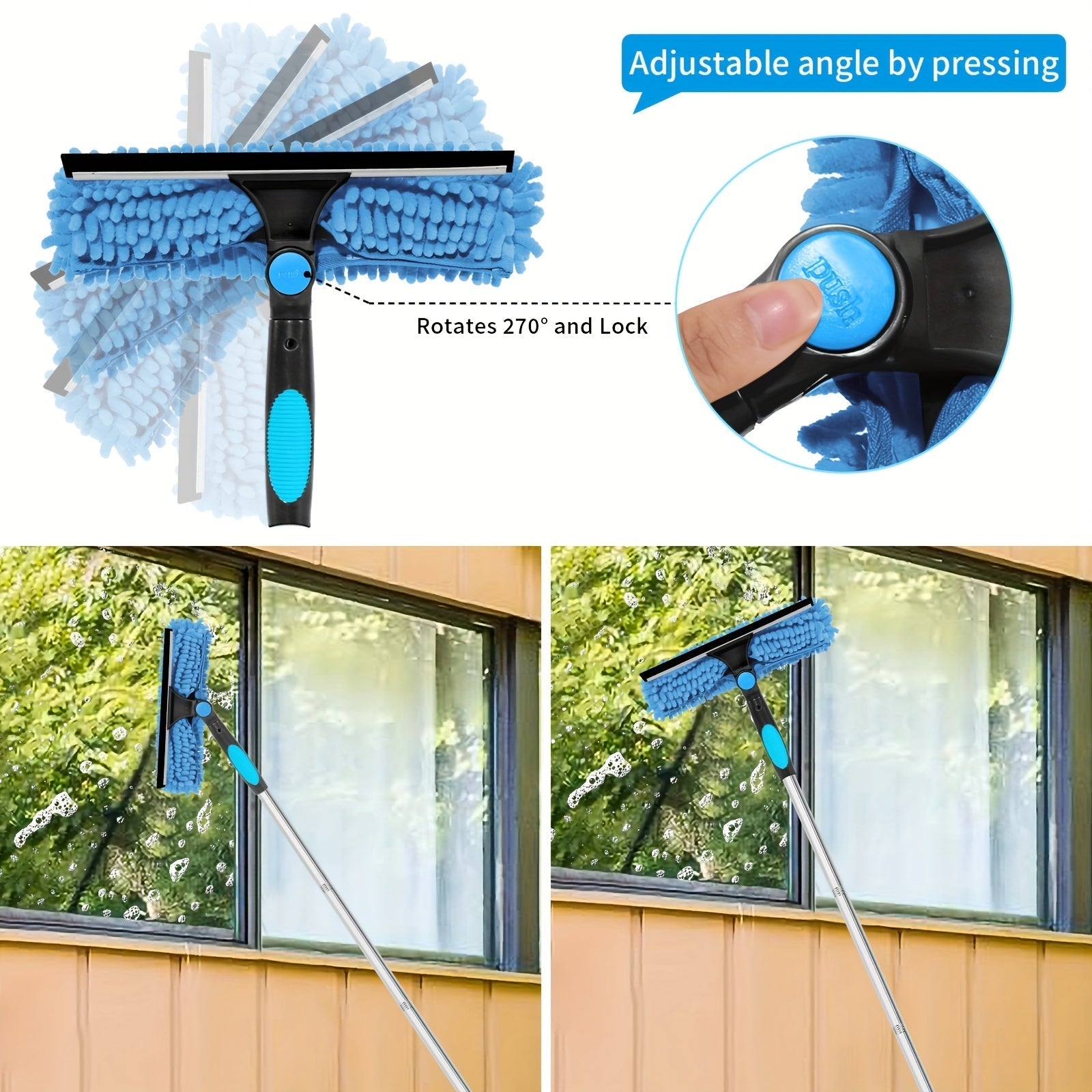 Crystal Clear Window Cleaner – Professional 2-in-1 Telescopic Window and Glass Cleaning System