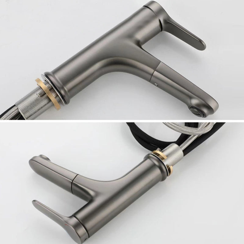 Modern Style Extendable Ship Faucet Copper Single Handle Sink Faucet for the Bathroom