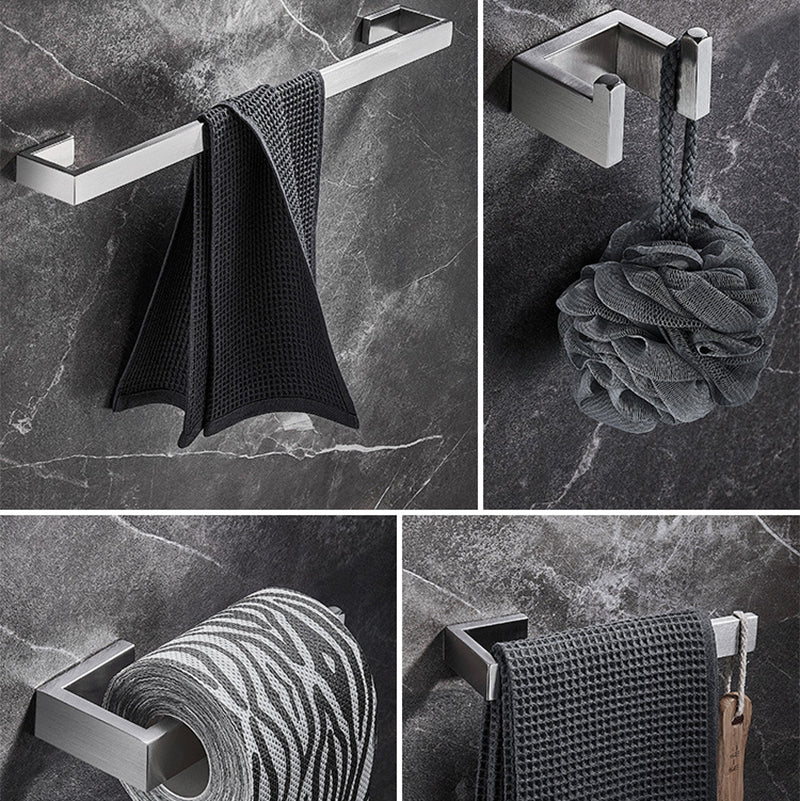 Stainless Steel Bathroom Set 4-Piece Modern Style Simple Bathroom Accessory Set