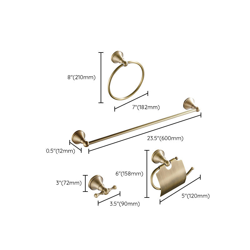 Metal Bathroom Set 4-Piece Traditional Style Gold Bathroom Hardware Set
