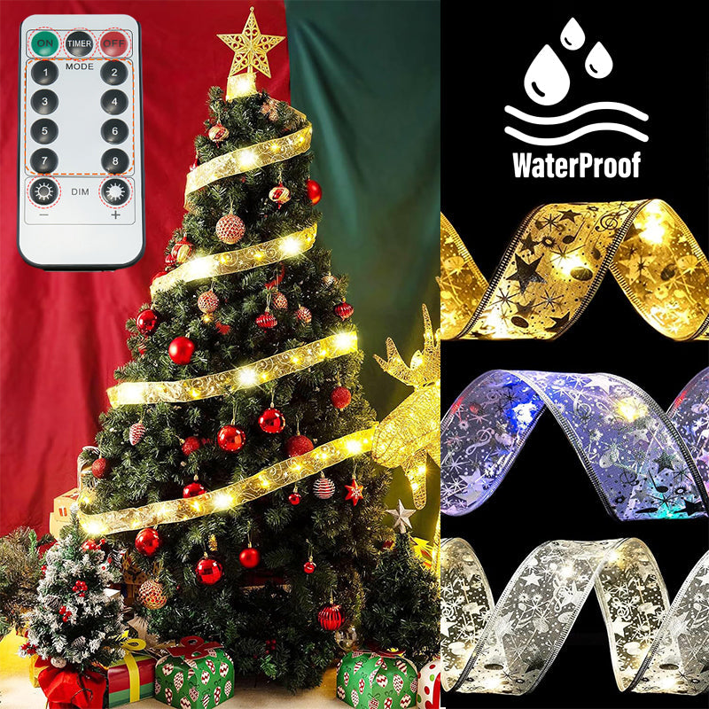 Ribbon Christmas tree decorative lights