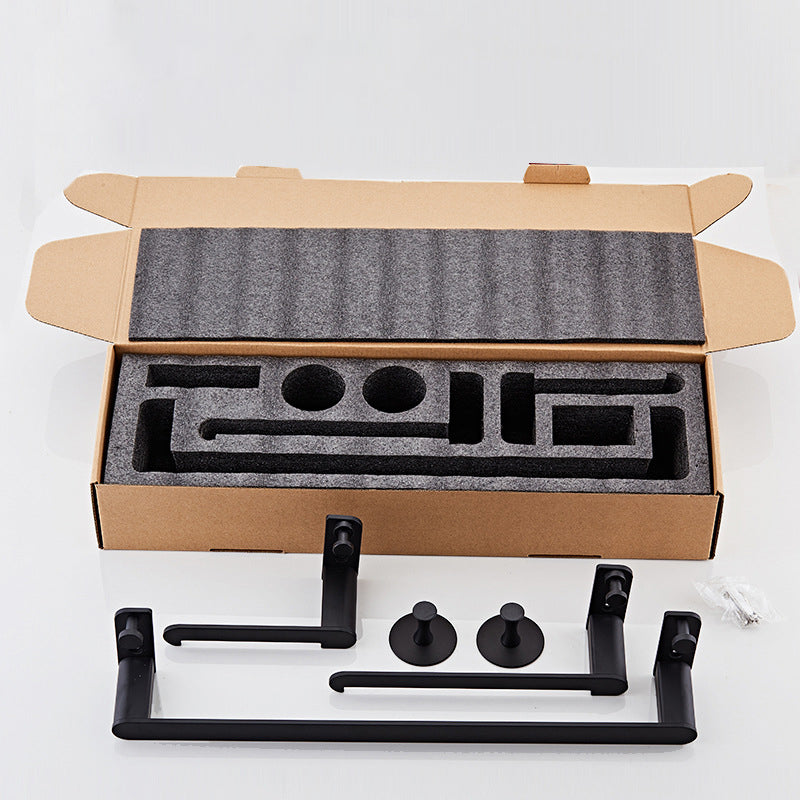 Metal Bathroom Set 5-piece Modern Style Black Bathroom Accessories Set