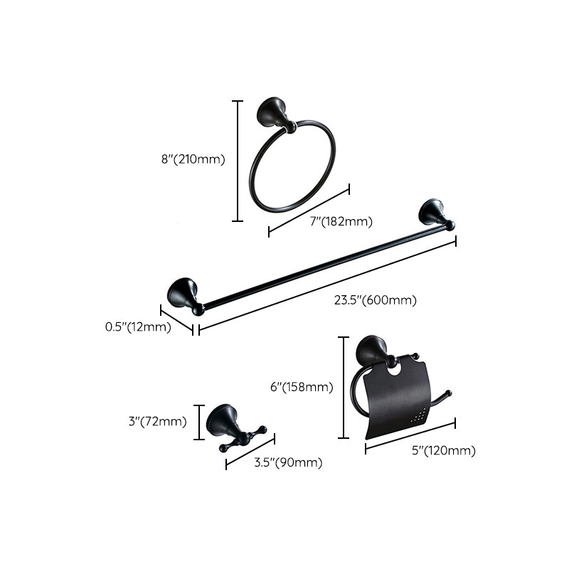 Metal Bathroom Set 4-piece Traditional Style Black Bathroom Accessory Set