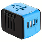 Universal Travel Adapter with 4 USB Ports and Type-C – Worldwide Compatibility, Fast Charging Safety Features