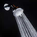 Round shower head made of stainless steel in silver wall-mounted shower head