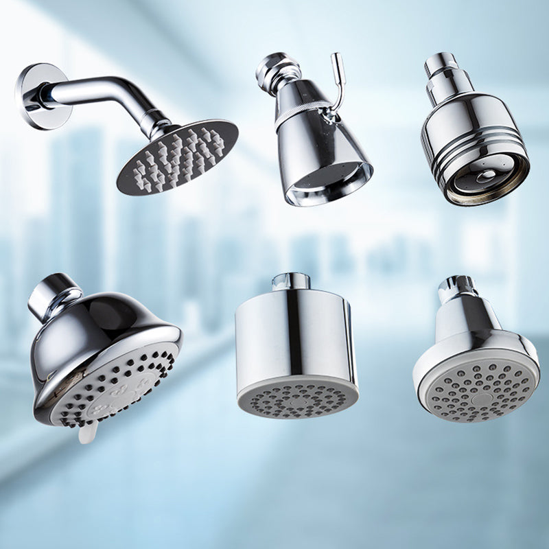 Round shower head made of stainless steel in silver wall-mounted shower head