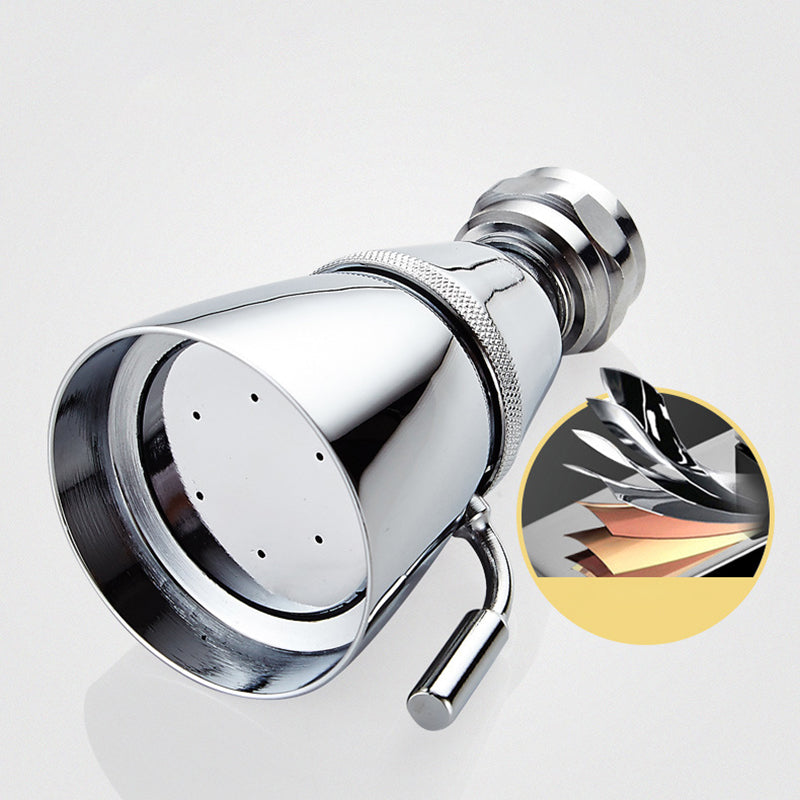 Round shower head made of stainless steel in silver wall-mounted shower head