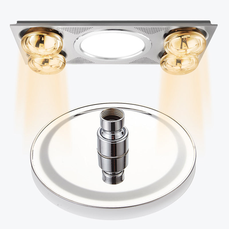 Round shower head made of stainless steel in silver wall-mounted shower head