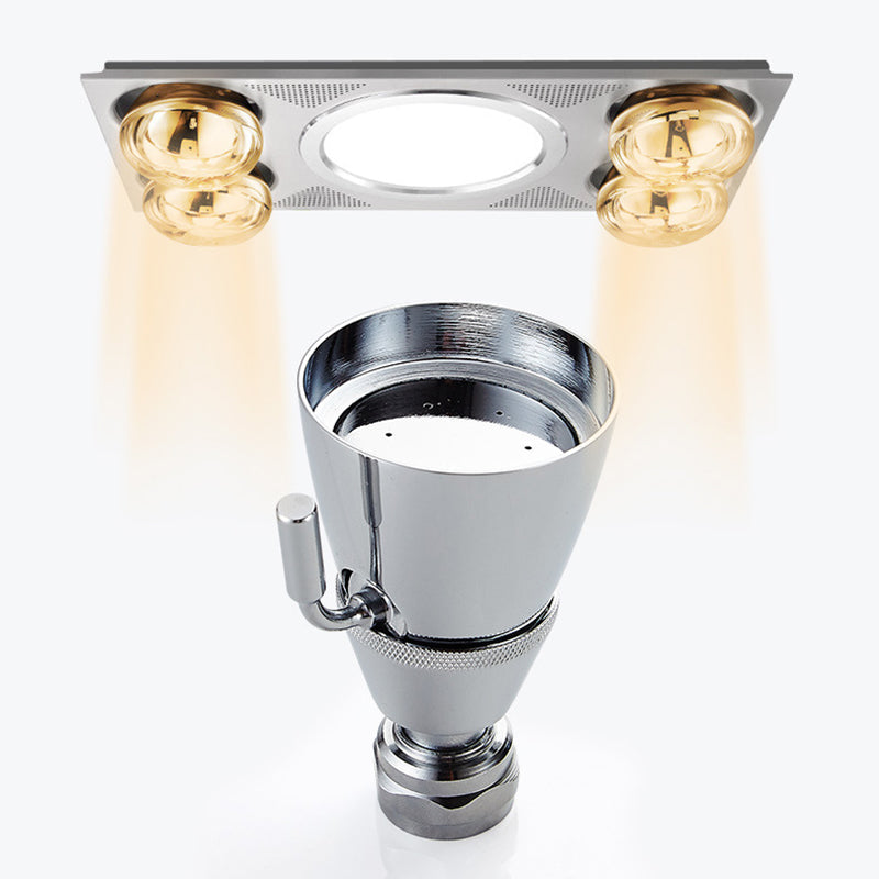 Round shower head made of stainless steel in silver wall-mounted shower head