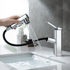 Contemporary Vessel Sink Faucet Copper Single Handle Low Arc Pull Down Vessel Faucet
