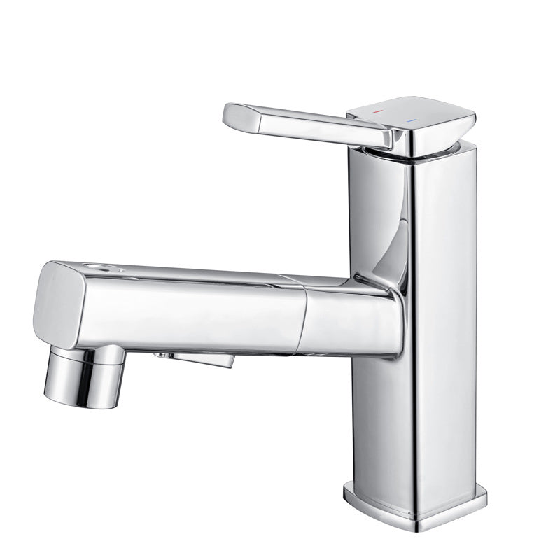 Contemporary Vessel Sink Faucet Copper Single Handle Low Arc Pull Down Vessel Faucet