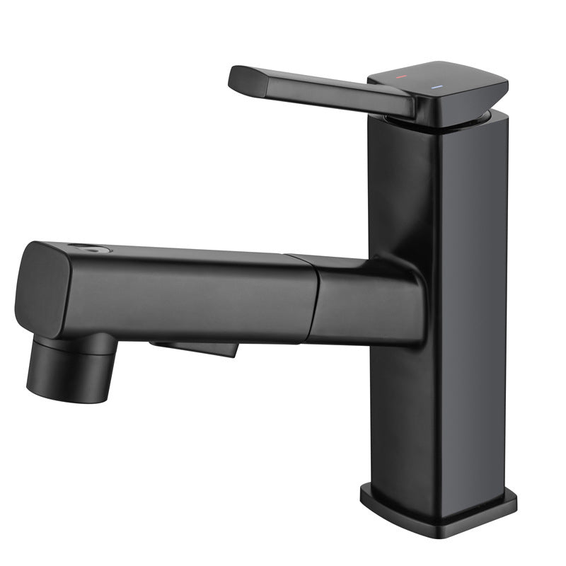 Contemporary Vessel Sink Faucet Copper Single Handle Low Arc Pull Down Vessel Faucet
