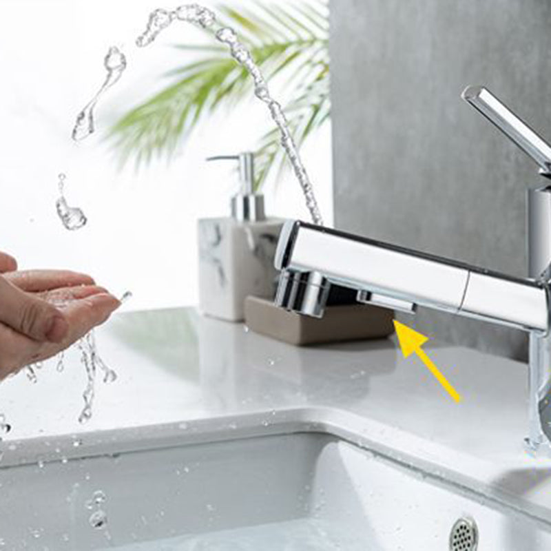 Contemporary Vessel Sink Faucet Copper Single Handle Low Arc Pull Down Vessel Faucet