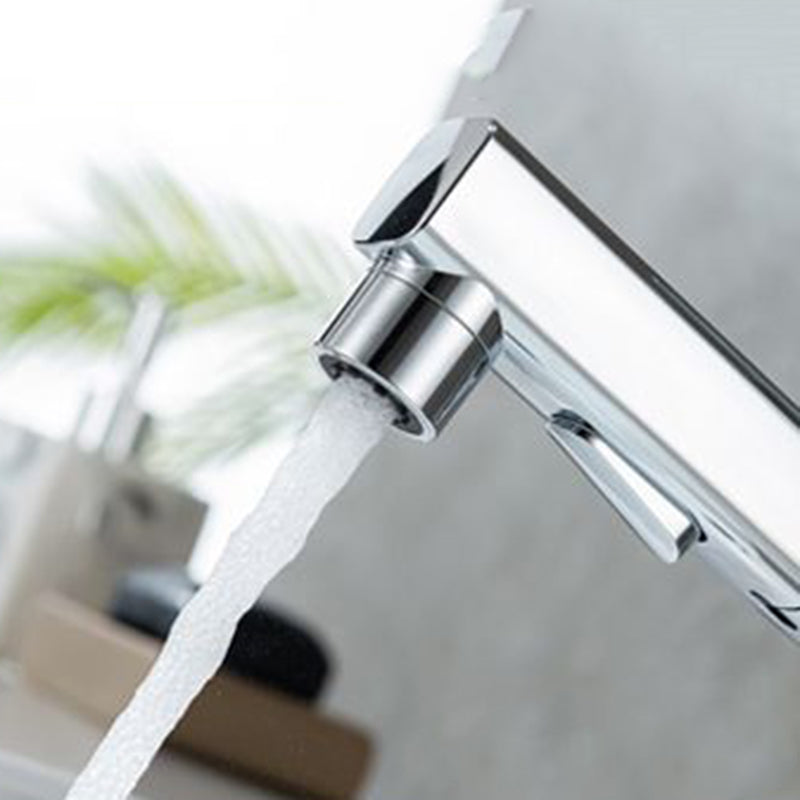 Contemporary Vessel Sink Faucet Copper Single Handle Low Arc Pull Down Vessel Faucet