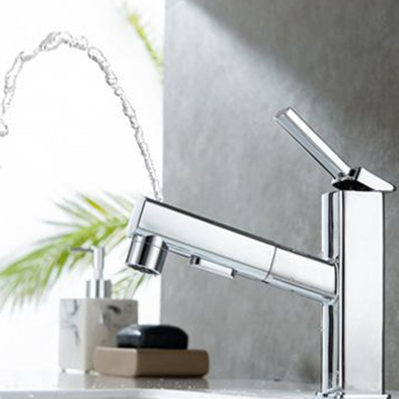 Contemporary Vessel Sink Faucet Copper Single Handle Low Arc Pull Down Vessel Faucet