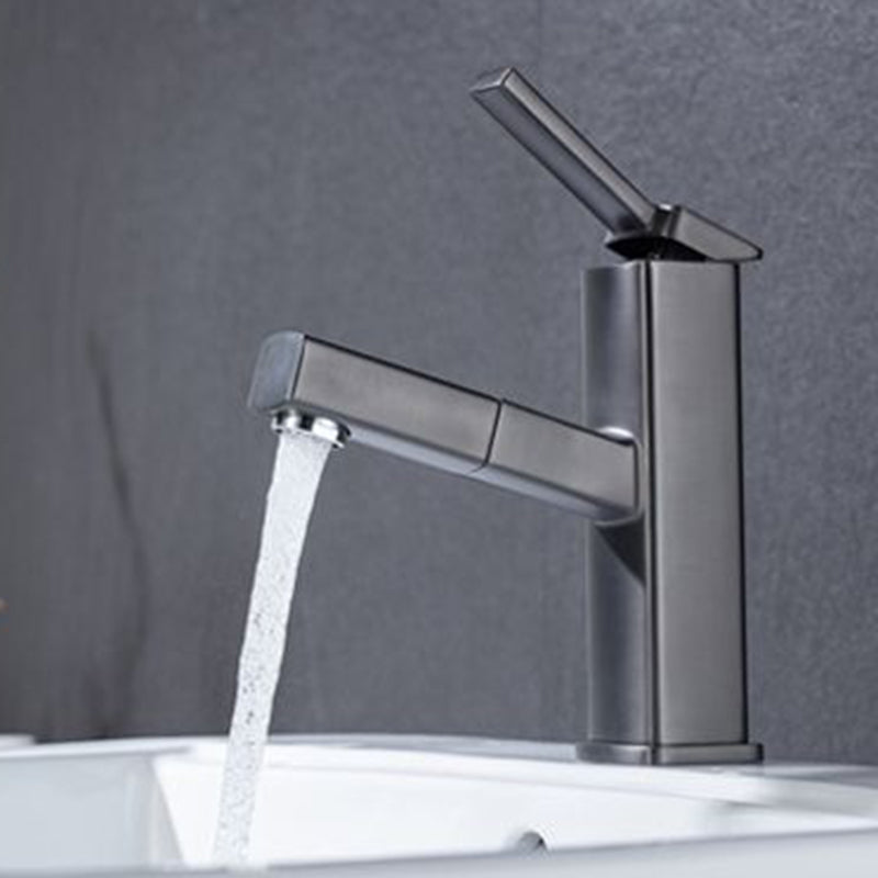 Contemporary Vessel Sink Faucet Copper Single Handle Low Arc Pull Down Vessel Faucet