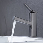 Contemporary Vessel Sink Faucet Copper Single Handle Low Arc Pull Down Vessel Faucet