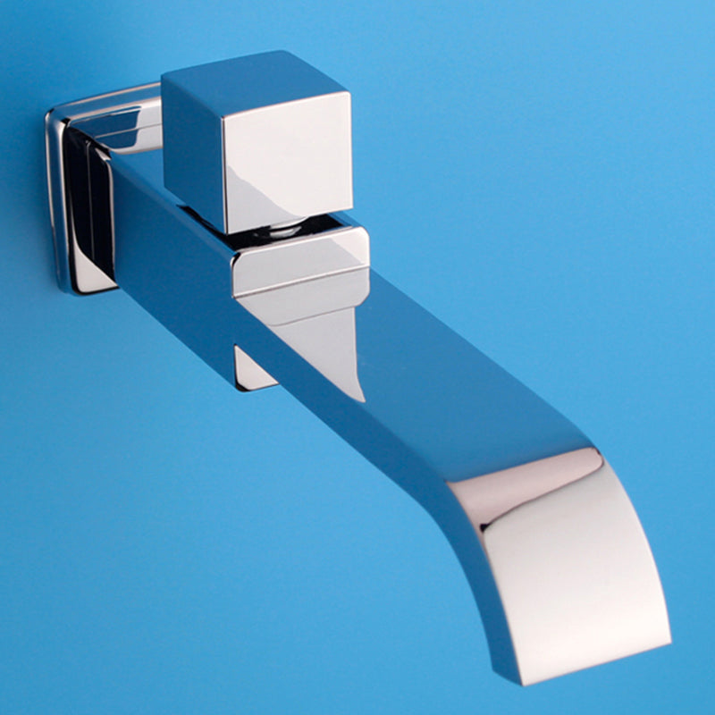 Contemporary Wall Mounted Bathroom Faucet Handle Knob Solid Brass Square Faucet