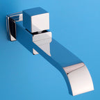 Contemporary Wall Mounted Bathroom Faucet Handle Knob Solid Brass Square Faucet