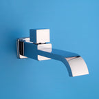 Contemporary Wall Mounted Bathroom Faucet Handle Knob Solid Brass Square Faucet