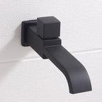 Contemporary Wall Mounted Bathroom Faucet Handle Knob Solid Brass Square Faucet