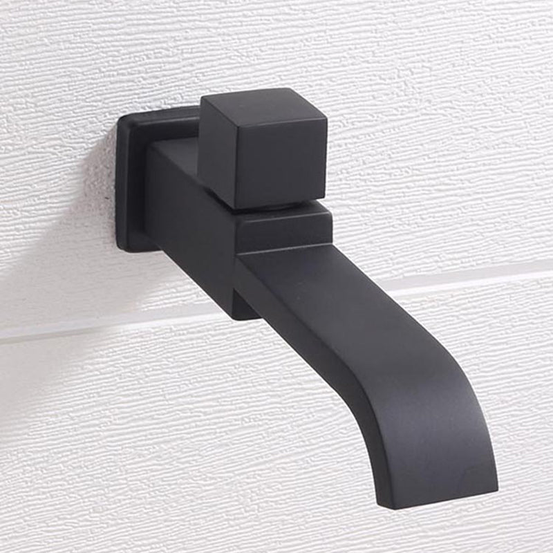 Contemporary Wall Mounted Bathroom Faucet Handle Knob Solid Brass Square Faucet