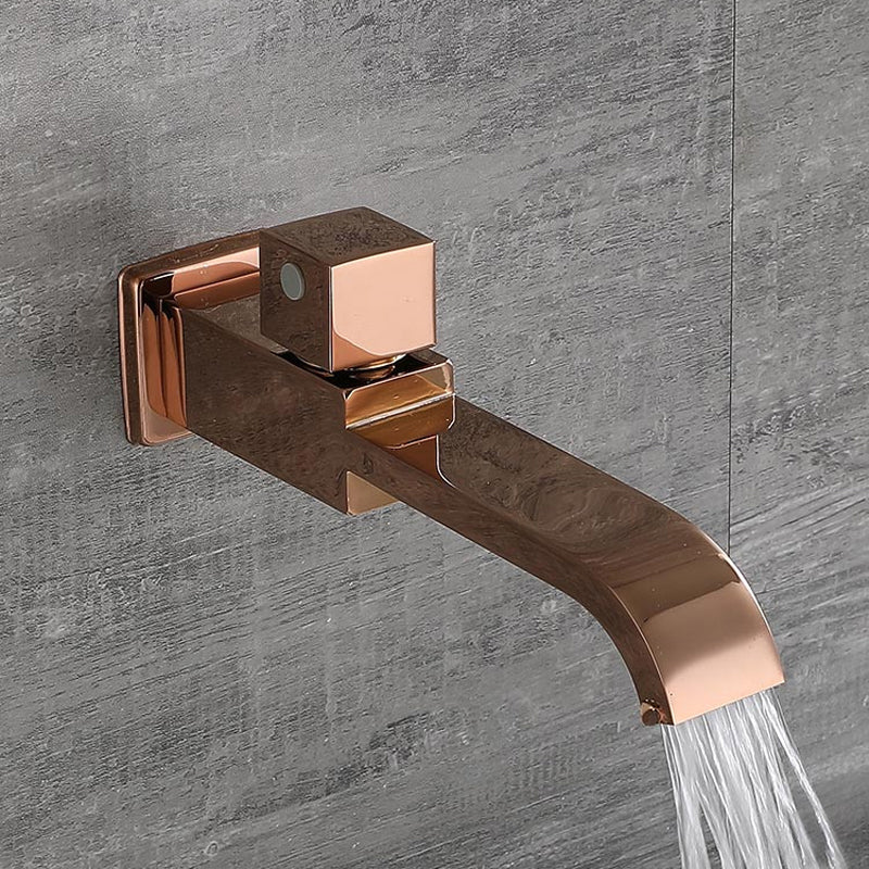 Contemporary Wall Mounted Bathroom Faucet Handle Knob Solid Brass Square Faucet